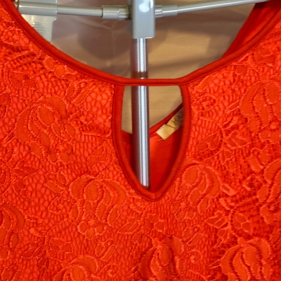 Haani Orange Lace Shift Dress with bell sleeves - Picture 4 of 7